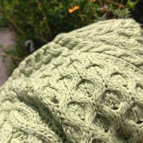 Aran Crafts 100% wool peacoat style sweater, high neck crossover closure XXL - Picture 10 of 11